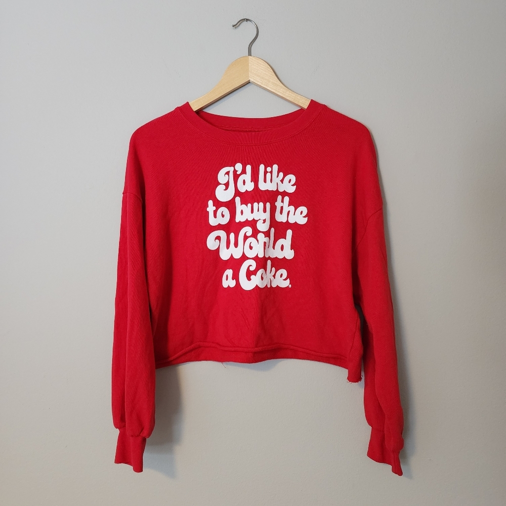 ✨2 for $5✨ Coca Cola Cropped Red Sweatshirt Size Small
